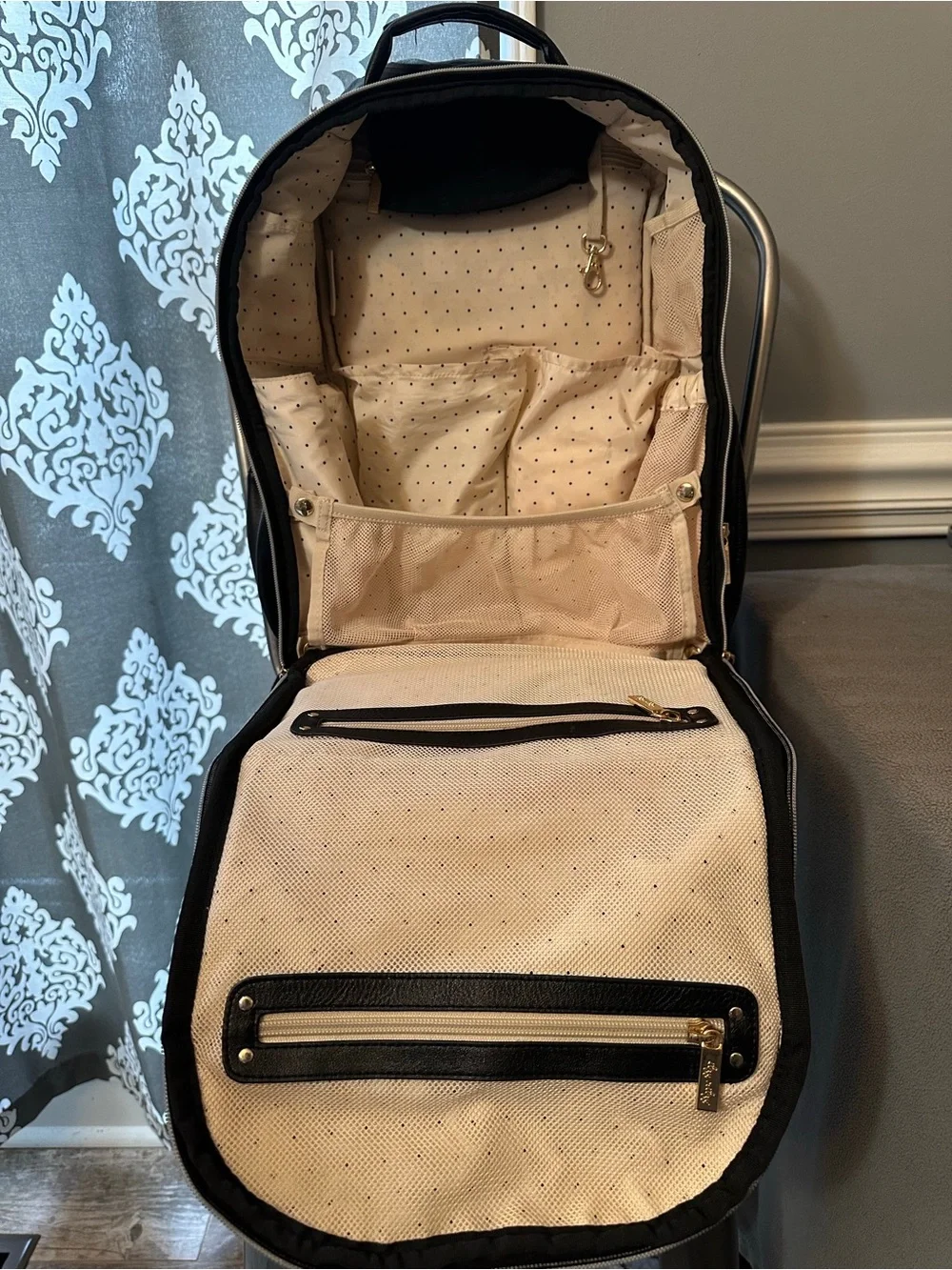 Itzy Ritzy Black Quilted Boss Backpack with Gold Hardware